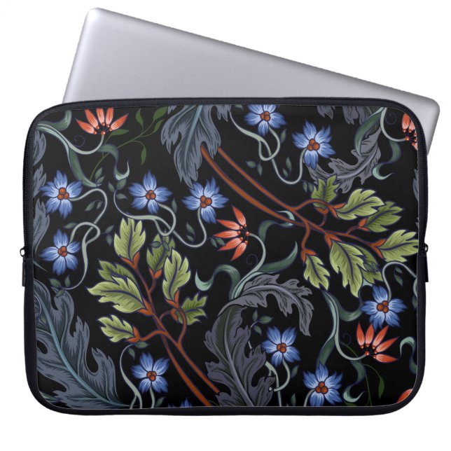 Capa Para Notebook Padrão sem costura com flores no estilo de deco de (Frente)