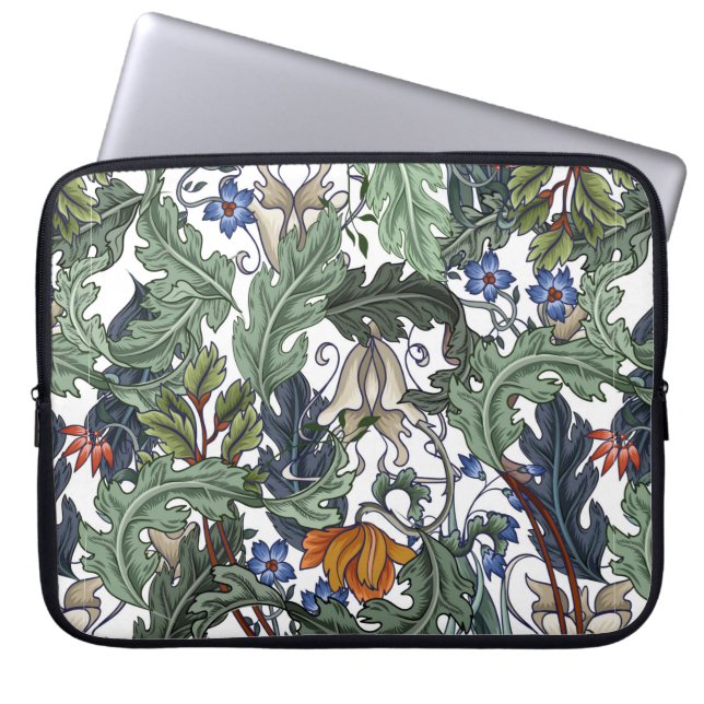 Capa Para Notebook Padrão sem costura com flores no estilo de deco de (Frente)