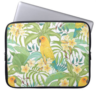 Capa Para Notebook Padrão sem costura com flores Plumeria, folhas e
