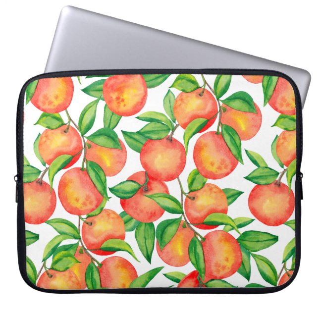 Capa Para Notebook Padrão sem costura com fruta de tangerina e (Frente)