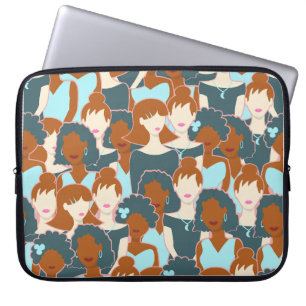 Capa Para Notebook Padrão sem costura com garotas negras e brancas