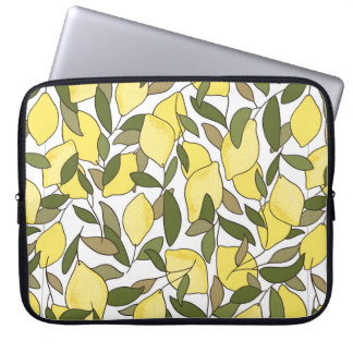 Capa Para Notebook Padrão sem costura com limões e folhas