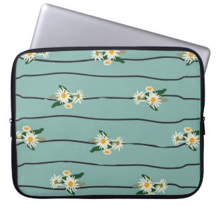 Capa Para Notebook Padrão sem costura com margarida e listras