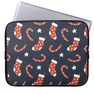 Capa Para Notebook Padrão sem costura com meias de natal, canas doces
