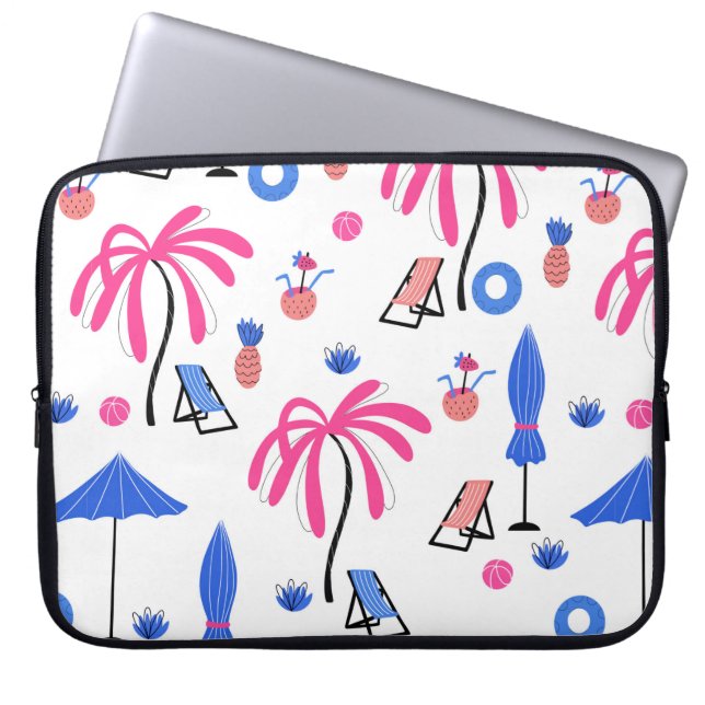 Capa Para Notebook Padrão sem costura com palmeiras abacaxis coconu (Frente)
