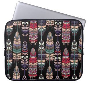 Capa Para Notebook Padrão sem costura com penas de aves. Arte tribal