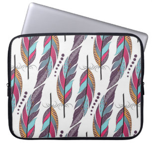 Capa Para Notebook Padrão sem costura com penas de cor grande e d