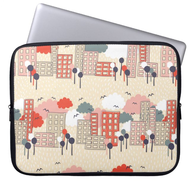 Capa Para Notebook Padrão sem costura da cidade (Frente)