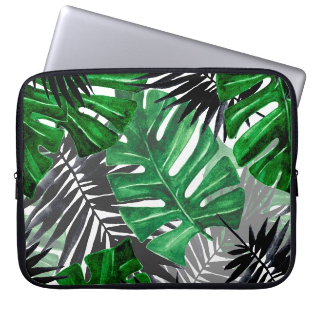 Capa Para Notebook padrão sem costura das folhas e elementos tropicai (Frente)