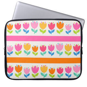 Capa Para Notebook Padrão sem costura das tulipas desenhadas manualme