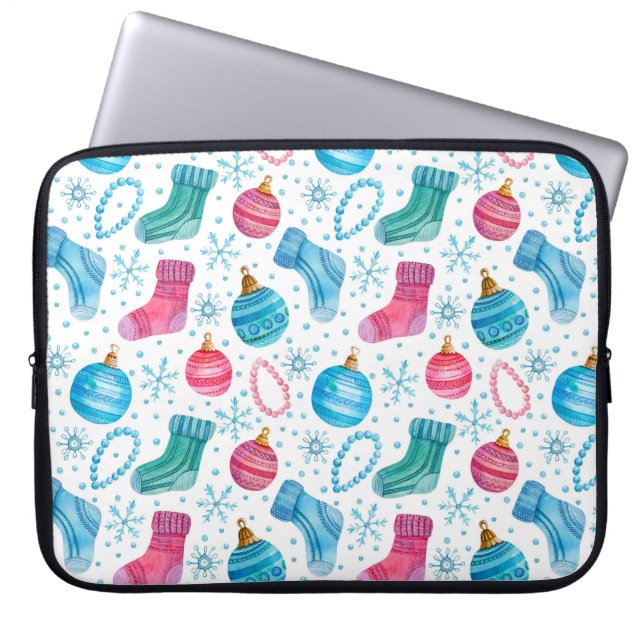 Capa Para Notebook Padrão sem costura de aquarela com estoque de Nata (Frente)