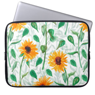 Capa Para Notebook Padrão sem costura de aquarela com girassóis