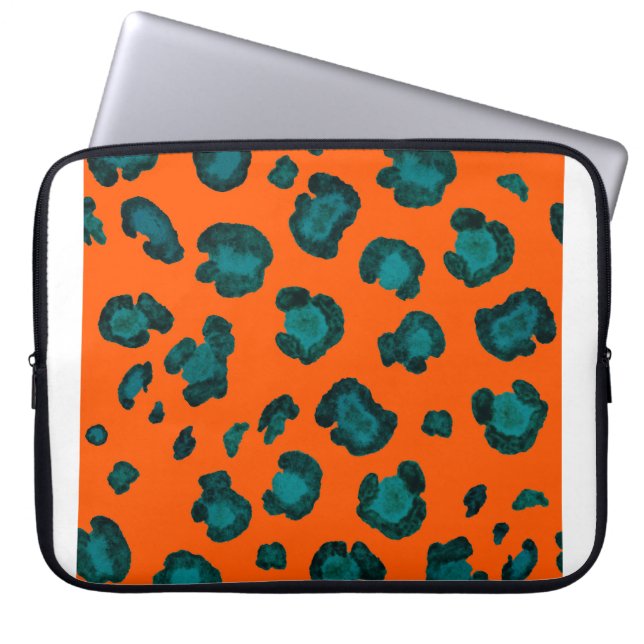 Capa Para Notebook Padrão sem costura de aquarela com pele-leopardo.  (Frente)