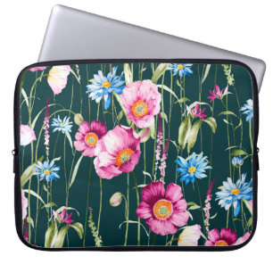 Capa Para Notebook Padrão sem costura de aquarelas com flor de papoil