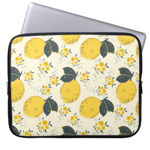 Capa Para Notebook Padrão sem costura de citrinos com limão amarelo