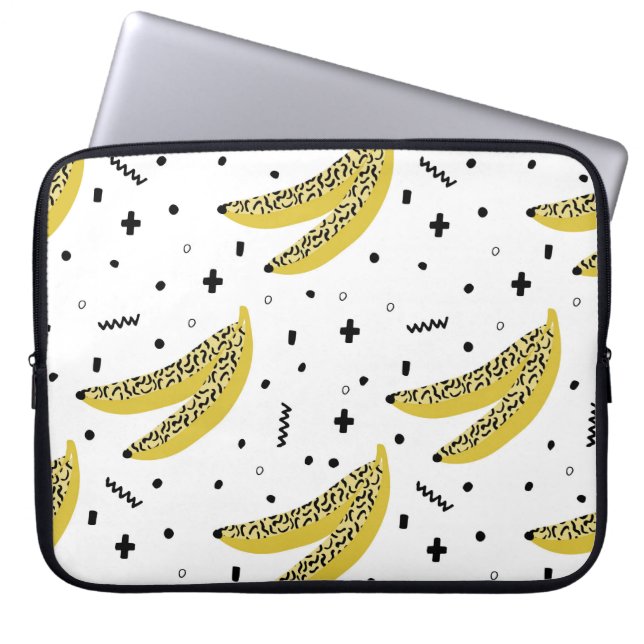 Capa Para Notebook Padrão sem costura de Verão com bananas nas ruas d (Frente)