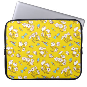 Capa Para Notebook Padrão sem costura de Verão com plantas floridas