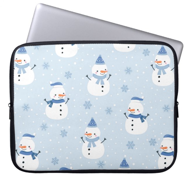 Capa Para Notebook Padrão sem costura do boneco de neve,fundo de inve (Frente)