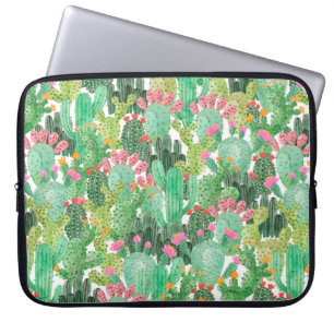 Capa Para Notebook Padrão sem costura do cacto do cacto de Aquarela