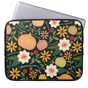 Capa Para Notebook Padrão sem costura do Dia das Bruxas com flores, 
