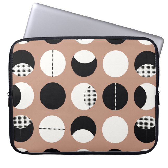 Capa Para Notebook Padrão sem costura dos círculos pretos e brancos (Frente)