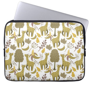 Capa Para Notebook Padrão sem costura Fundo amarelo girafa