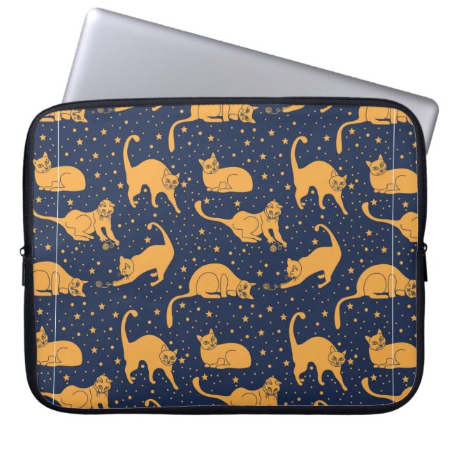 Capa Para Notebook Padrão sem costura, gatos engraçados em poses do d (Frente)