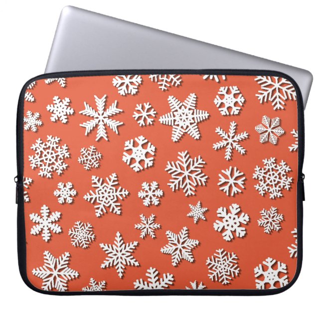 Capa Para Notebook Padrão sem costura Natal de flocos de neve com som (Frente)