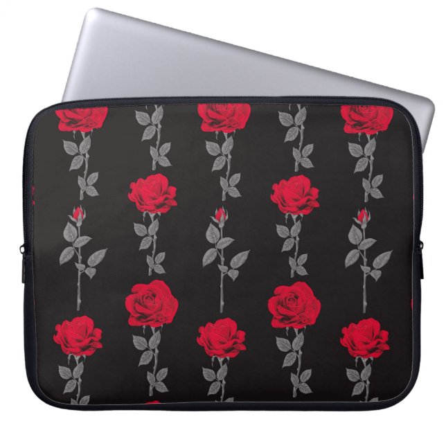 Capa Para Notebook Padrão sem costura rosa vermelha de flores de abst (Frente)