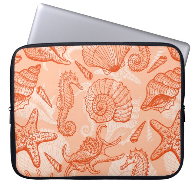 Capa Para Notebook Padrão sem descontinuidades de animais marinhos (Frente)