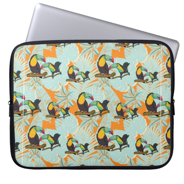 Capa Para Notebook Padrão sem descontinuidades de folhas tropicais to (Frente)