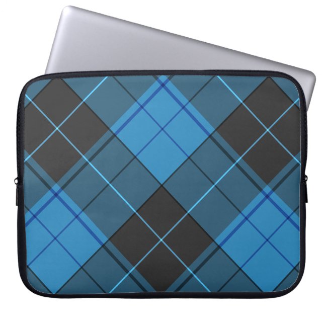 Capa Para Notebook Padrão Simples de Tartan em Azul Escuro (Frente)