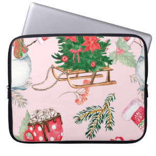 Capa Para Notebook Padrão Snowman De Natal Sem Olhos.
