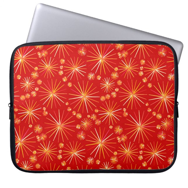 Capa Para Notebook Padrão Sputnik do meio século, Vermelho Profundo (Frente)