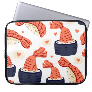 Capa Para Notebook Padrão Sushi Japonês de Comida Invisível
