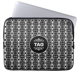 Capa Para Notebook Padrão Tao Abstrato Elegante em Preto e Branco