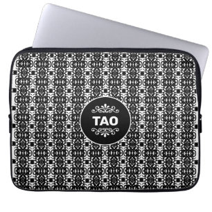 Capa Para Notebook Padrão Tao Abstrato Elegante em Preto e Branco
