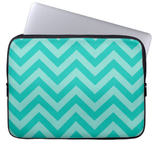 Capa Para Notebook Padrão Teal Turquoise Aqua Large Chevron ZigZag