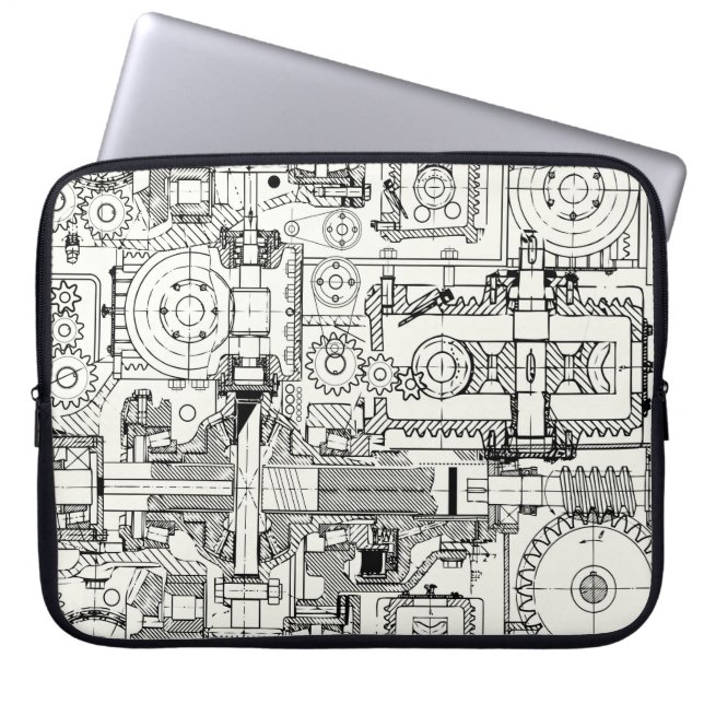 Capa Para Notebook Padrão técnico sem falhas com engrenagens de worm  (Frente)