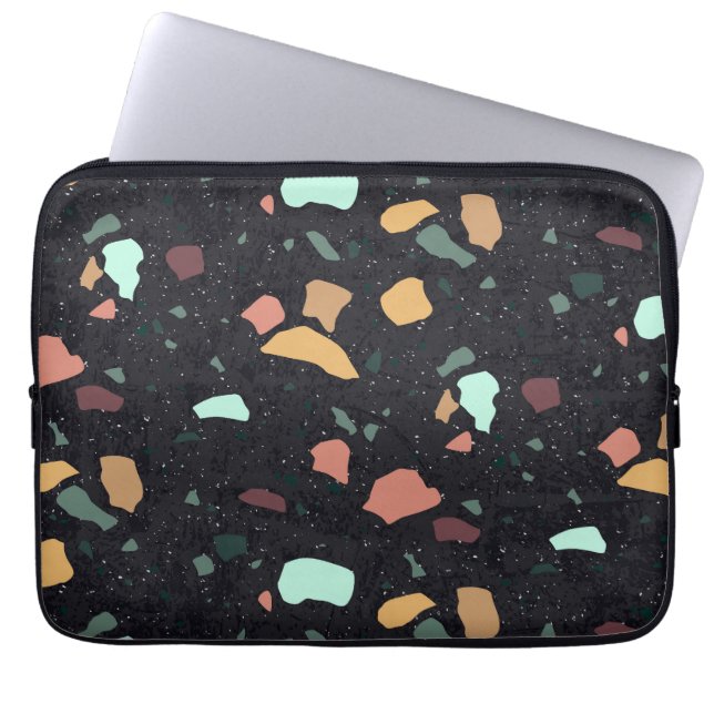 Capa Para Notebook Padrão Terrazzo preto (Frente)