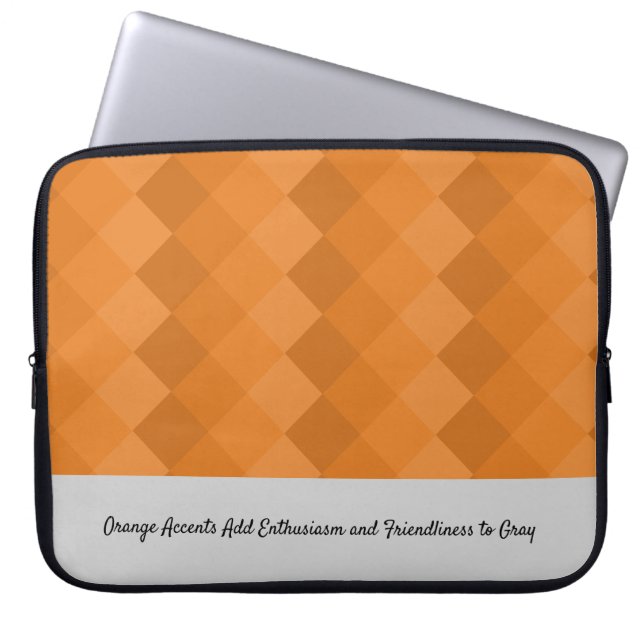 Capa Para Notebook Padrão Terrestre de Azulejo Laranja e linha de Cin (Frente)