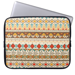 Capa Para Notebook Padrão tribal asteca em faixas, ilustração de s