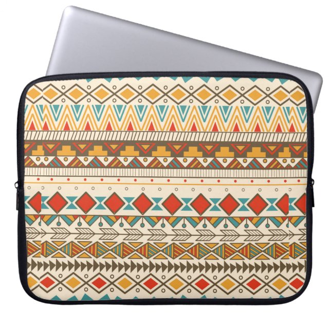 Capa Para Notebook Padrão tribal asteca em faixas, ilustração de safr (Frente)