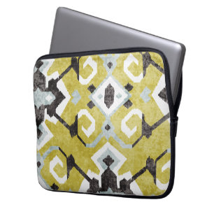 Capa Para Notebook Padrão tribal de ícones preto-e-amarelos