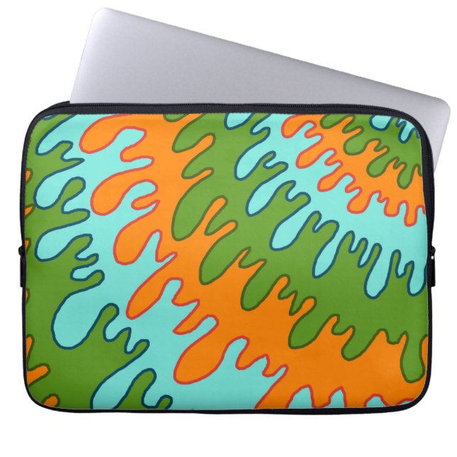 Capa Para Notebook Padrão Trippy Green Orange Liquid Stripe Y2K (Frente)