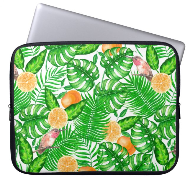 Capa Para Notebook Padrão tropical, beija-flores II (Frente)