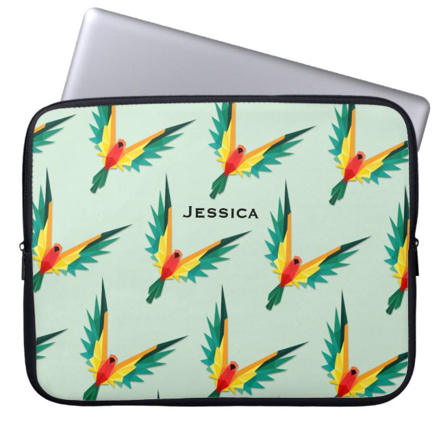 Capa Para Notebook Padrão Tropical de Aves Azul Personalizado (Frente)