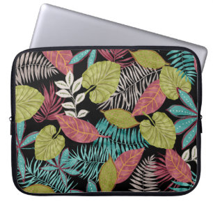 Capa Para Notebook Padrão tropical feito com fundo escuro e chumbo