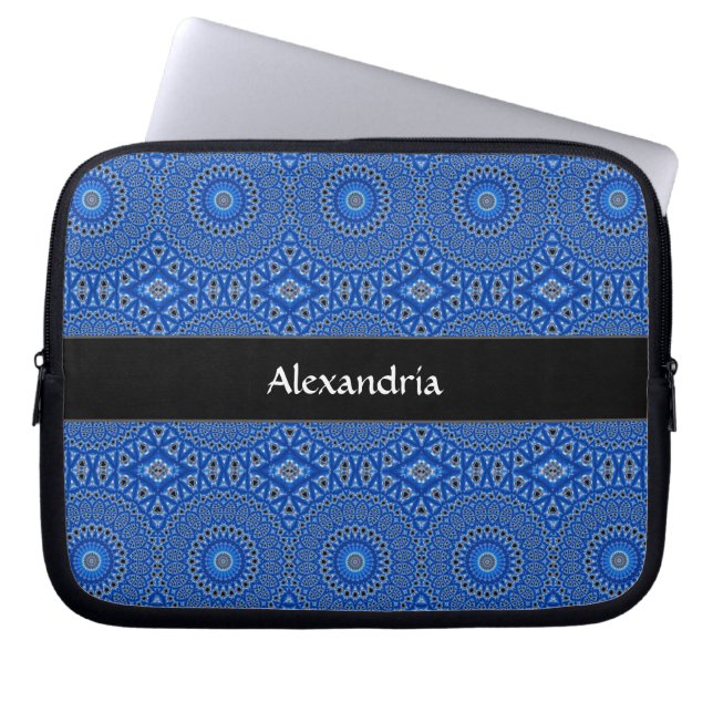 Capa Para Notebook Padrão Tropical Monogramado Azul Real (Frente)