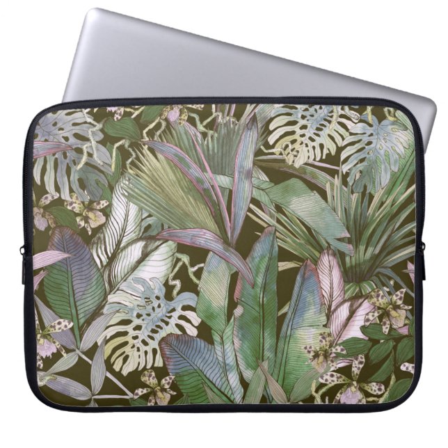 Capa Para Notebook Padrão tropical sem costura com flores tropicais,  (Frente)